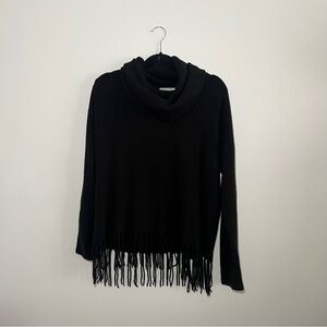Larry Levine Black Fringe Sweater Size L